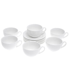 6-Piece Cup & Saucer Set – Elegant White Ceramic - Habitt