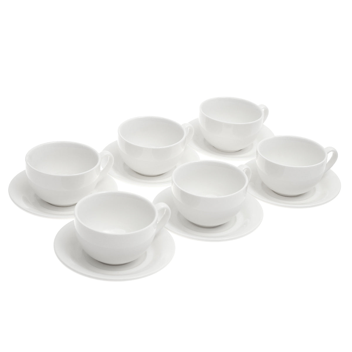 6-Piece Cup & Saucer Set – Elegant White Ceramic - Habitt