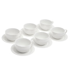 6-Piece Cup & Saucer Set – Elegant White Ceramic - Habitt