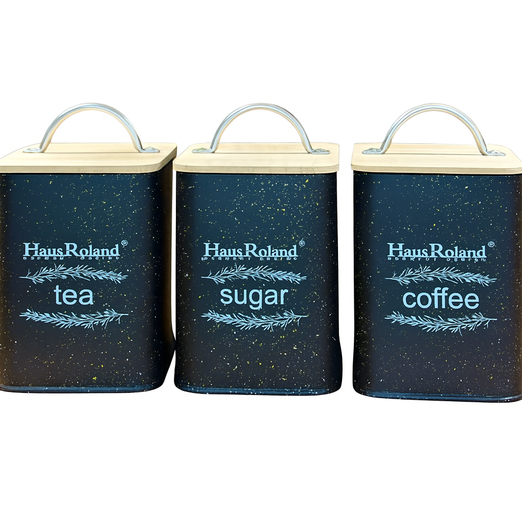 3 Pcs Storage Canister Set with Wooden Lid – HR413-3 - Habitt