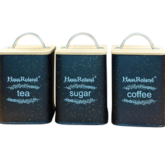 3 Pcs Storage Canister Set with Wooden Lid – HR413-3 - Habitt