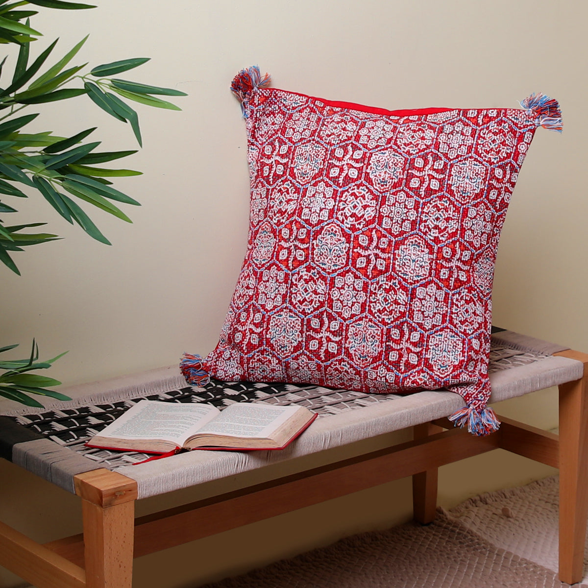 Tangerine Ethnic Cushion Cover 20x20" - Habitt
