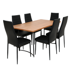 Gravil Dinning Table with 6 Person Ease Chair - Habitt