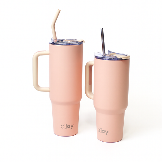 O’jay Matte Peach Insulated Tumbler with Handle & Straw – 50oz / 40oz – SP17910 - Habitt