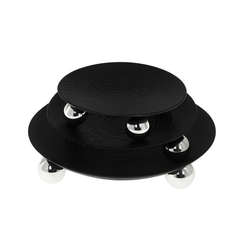 1 Pc Round Iron Tray – Black Finish with Silver Ball Stands - Habitt