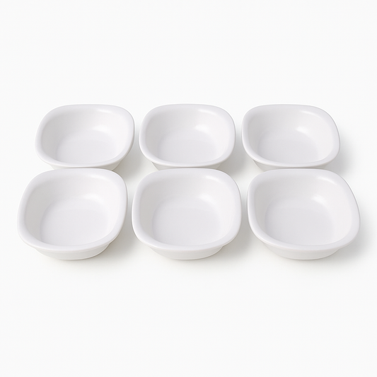 6 Pcs Solecasa White Square Ceramic Bowl Set – Minimalist Snack & Dip Bowls - Habitt