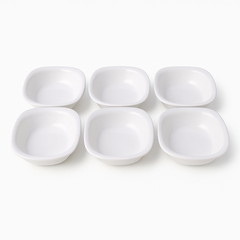 6 Pcs Solecasa White Square Ceramic Bowl Set – Minimalist Snack & Dip Bowls - Habitt