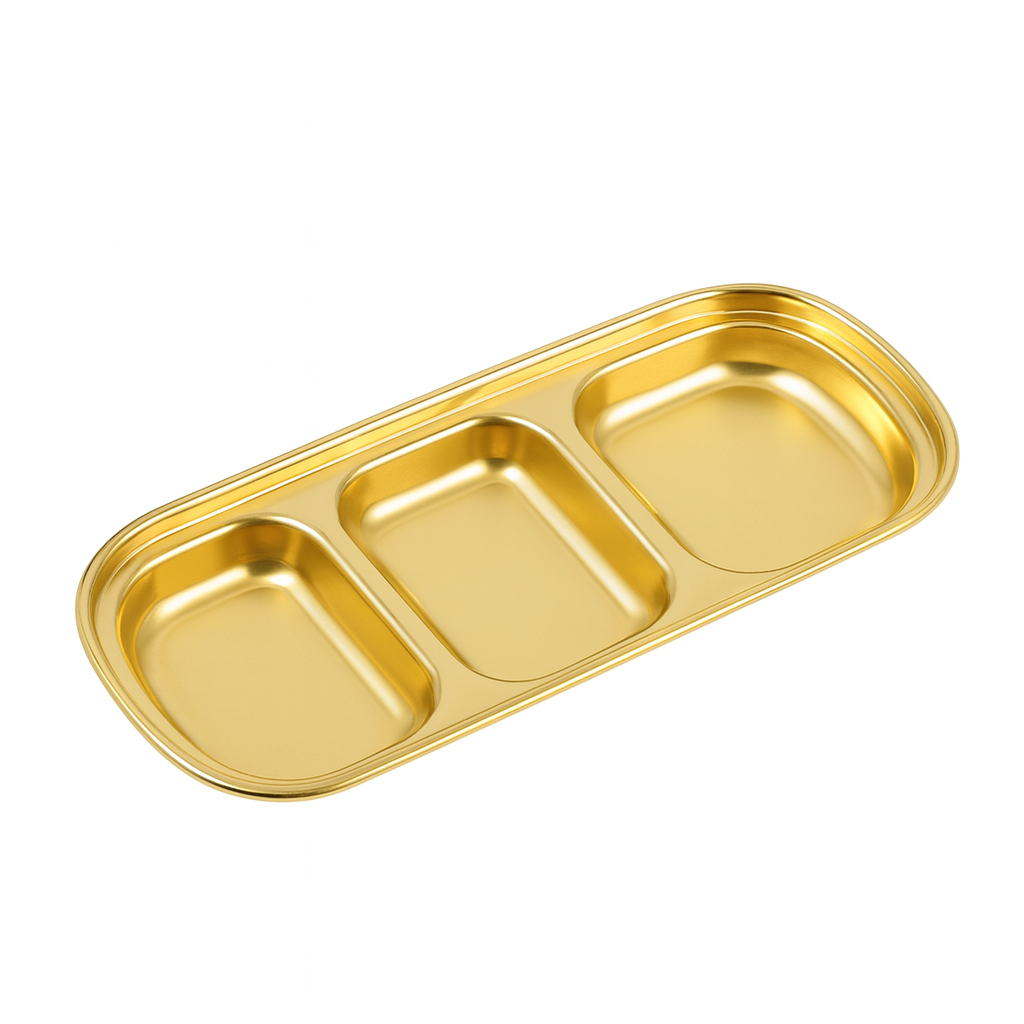 Golden 3 Partition Sauce Plate – Stainless Steel - Habitt