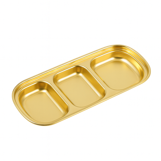 Golden 3 Partition Sauce Plate – Stainless Steel - Habitt