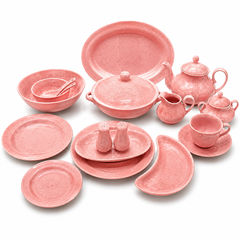 Luxury 72-Piece Pink Mirage Speckled Dinnerware Set