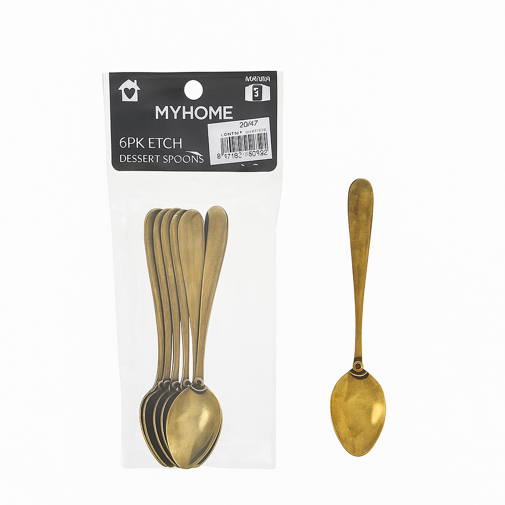 Winsor Golden Tea Spoon Set – Premium Stainless Steel Cutlery Set of 6 for Dining & Serving - Habitt