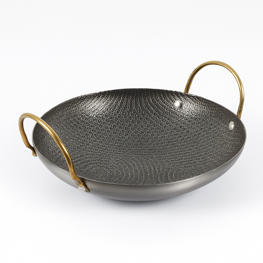 Chef Wok with Spider Coat – Textured Non-Stick Stainless Steel Wok with Dual Handles (Available in 8 inch, 9 inch & 10 inch) - Habitt