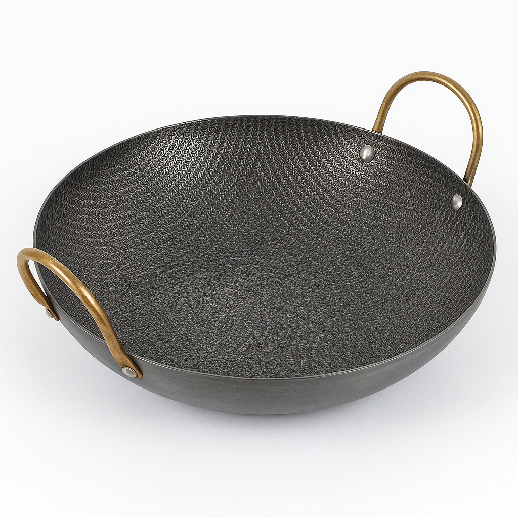 Chef Wok with Spider Coat – Textured Non-Stick Stainless Steel Wok with Dual Handles (Available in 8 inch, 9 inch & 10 inch) - Habitt