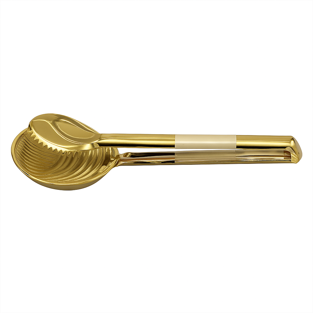 1 pc Golden Stainless Steel Serving Tong – Premium Grip Tong for Cooking, BBQ & Buffet Use - Habitt