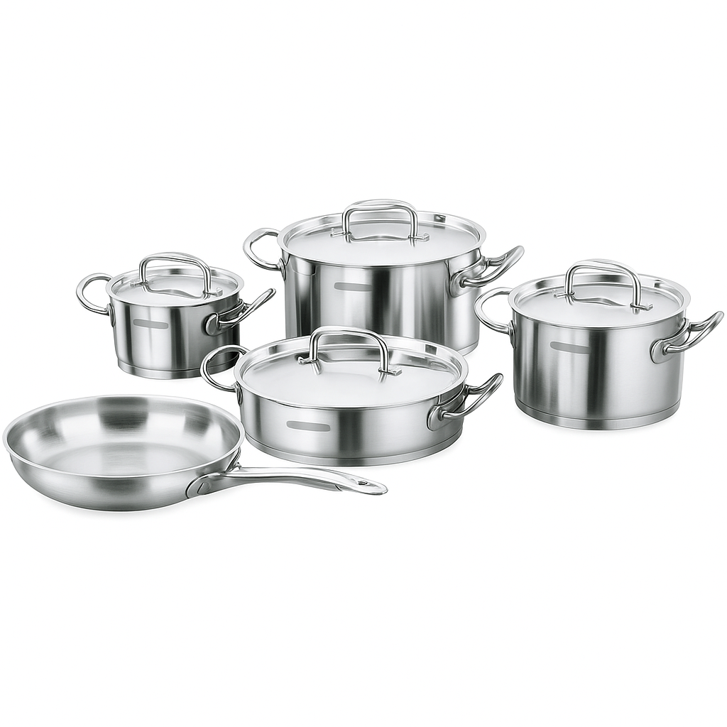 Proline 9-Piece Stainless Steel Cookware Set – Professional Grade Pots & Pans with Lids, Induction & Gas Compatible - Habitt