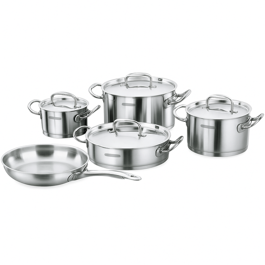 Proline 9-Piece Stainless Steel Cookware Set – Professional Grade Pots & Pans with Lids, Induction & Gas Compatible - Habitt