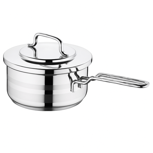 KORKMAZ Astra2 16 × 9 cm Stainless Steel Saucepan with Lid – 1.8 L Capacity, Induction Compatible - Habitt