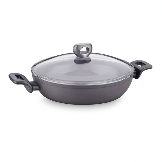 Nora Ceramic Low Casserole with Glass Lid – 28x7 cm - Habitt