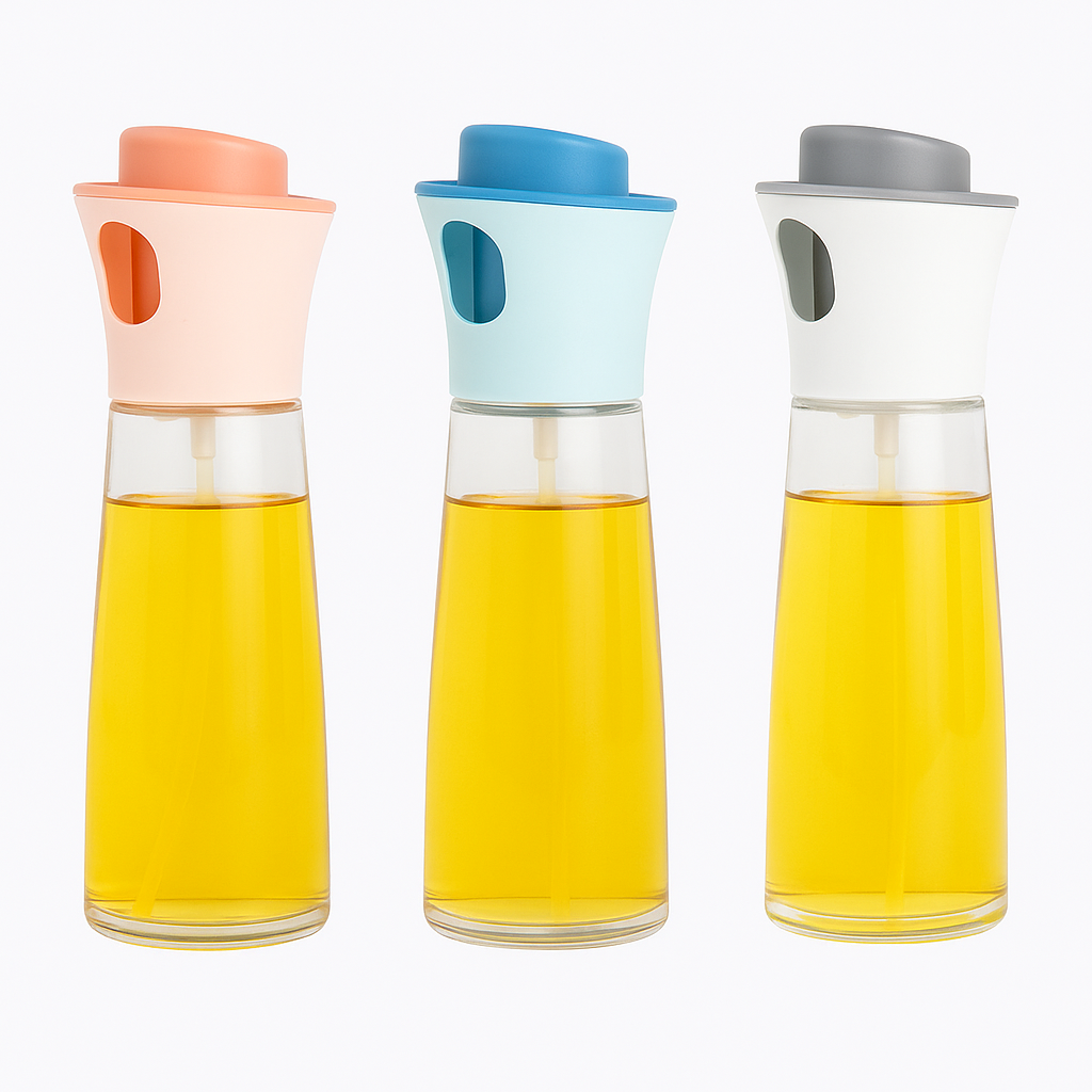 1Pc 300 ml Oil Spray Bottle – Assorted Colours, Fine Mist Dispenser for Cooking, Baking & Salad Dressing - Habitt