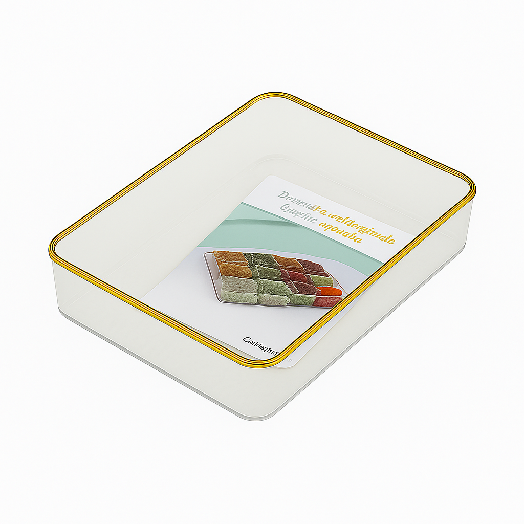 Remikim Golden Storage Box – Elegant Clear Organizer with Gold Rim (Small, Medium or Large – Single Piece) - Habitt