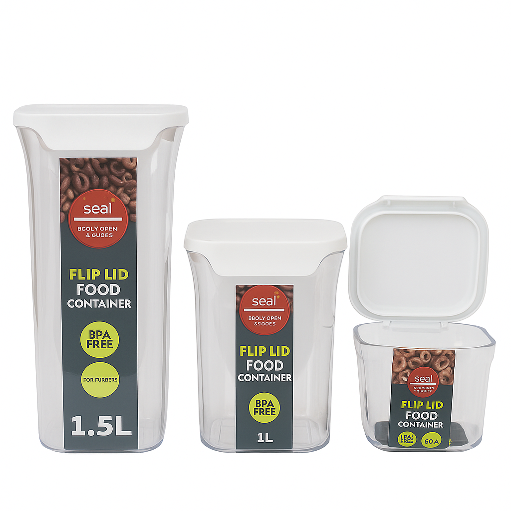 Flip Lid Food Container – Airtight Storage Jar for Kitchen & Pantry (Small, Medium, Large – Single Piece) - Habitt