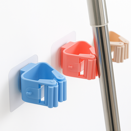 No-Drill Mop Holder – Self-Adhesive Wall Mount Clip for Brooms, Mops & Cleaning Tools - Habitt