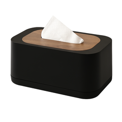 Premium Black Tissue Box with Wooden-Style Lid – Modern Napkin Holder for Home, Office & Living Spaces - Habitt
