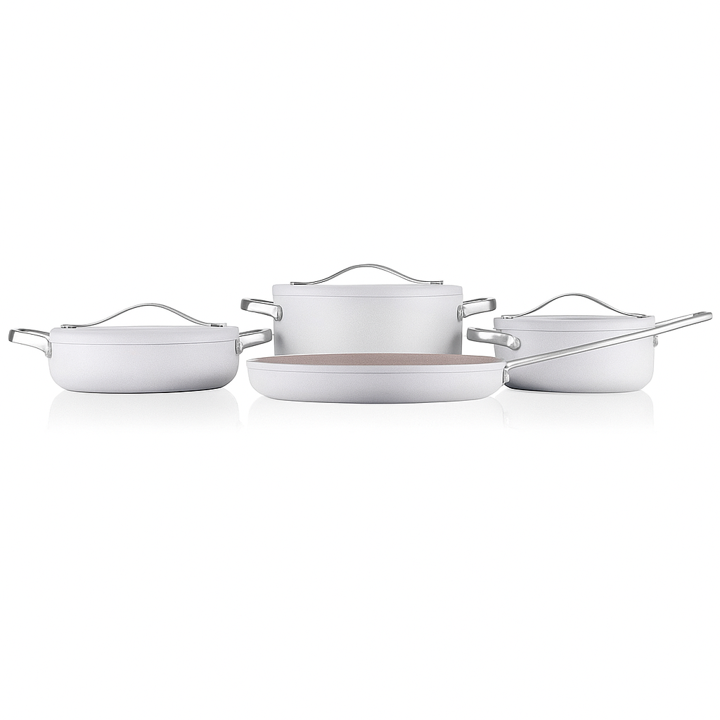 Linea Plus 7-Piece Non-Stick Cookware Set – Vanilla Finish - Habitt
