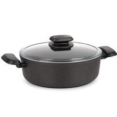 Ornella Aluminum Non-Stick Casserole with Glass Lid – Available in 20x10.5 cm (3.0 L), 24x6.5 cm & 28x7.5 cm (4.0 L) - Habitt