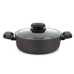 Ornella Aluminum Non-Stick Casserole with Glass Lid – Available in 20x10.5 cm (3.0 L), 24x6.5 cm & 28x7.5 cm (4.0 L) - Habitt
