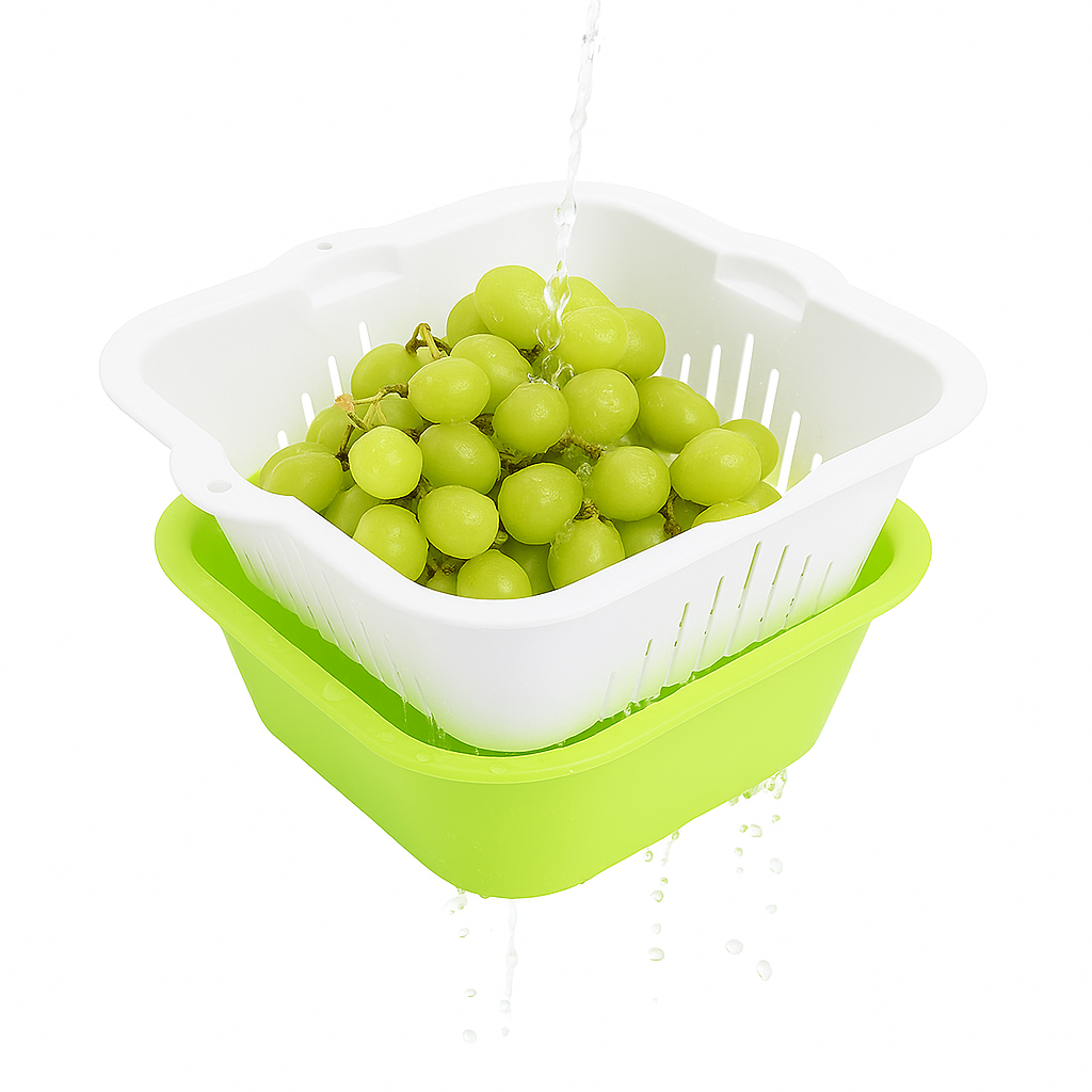 2-in-1 Fruit Basket & Drainer Bowl – Detachable Colander with Base - Habitt