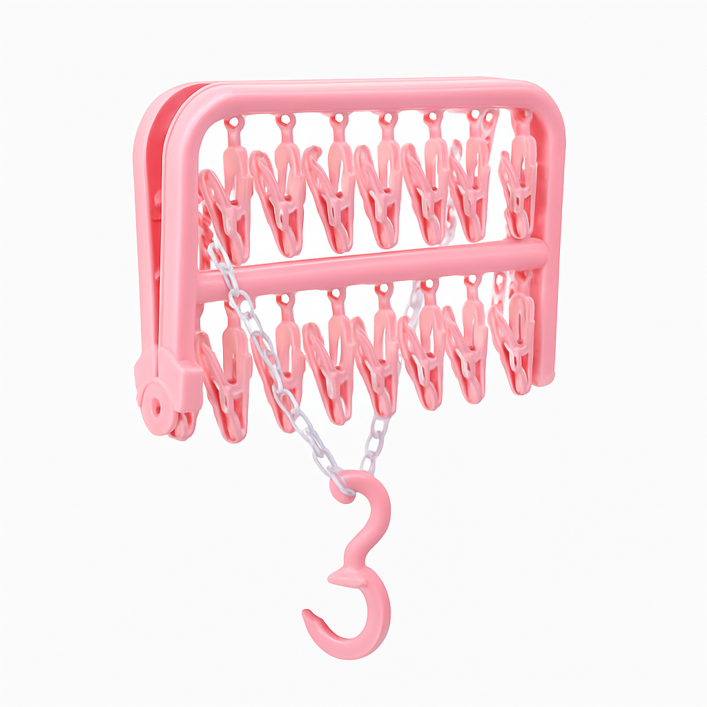 Small Baby Clothes Hanger – Foldable Multi-Clip Drying Rack for Baby Garments, Socks & Accessories - Habitt
