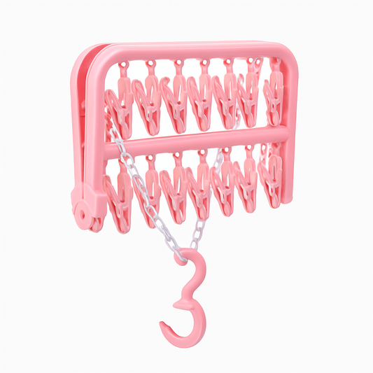 Small Baby Clothes Hanger – Foldable Multi-Clip Drying Rack for Baby Garments, Socks & Accessories - Habitt