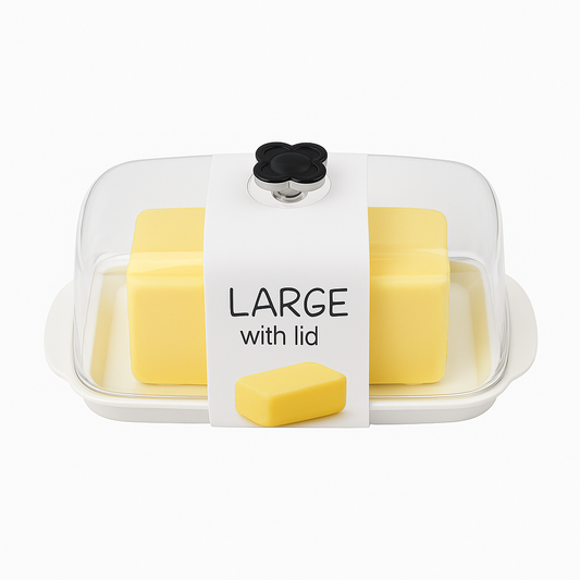 Large Clear-Lid Butter Dish with Base – Airtight Covered Butter Keeper for Fridge & Table Storage - Habitt
