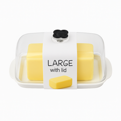 Large Clear-Lid Butter Dish with Base – Airtight Covered Butter Keeper for Fridge & Table Storage - Habitt