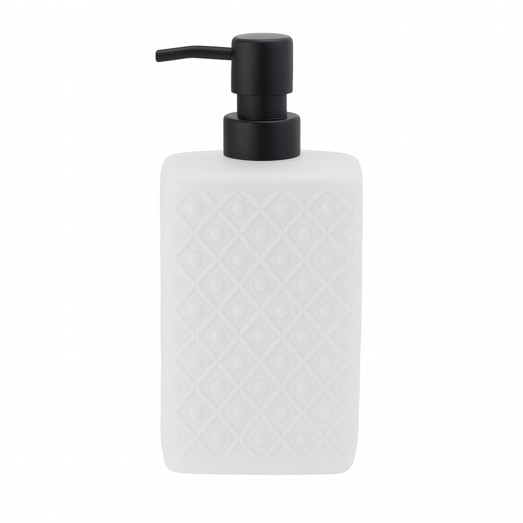 Premium White Plastic Liquid Soap Bottle – Sleek Square “Small-Box” Design with Pump Dispenser - Habitt