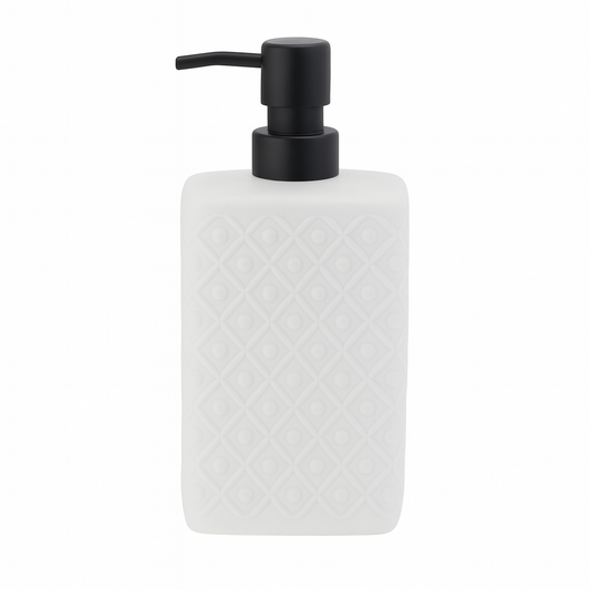 Premium White Plastic Liquid Soap Bottle – Sleek Square “Small-Box” Design with Pump Dispenser - Habitt