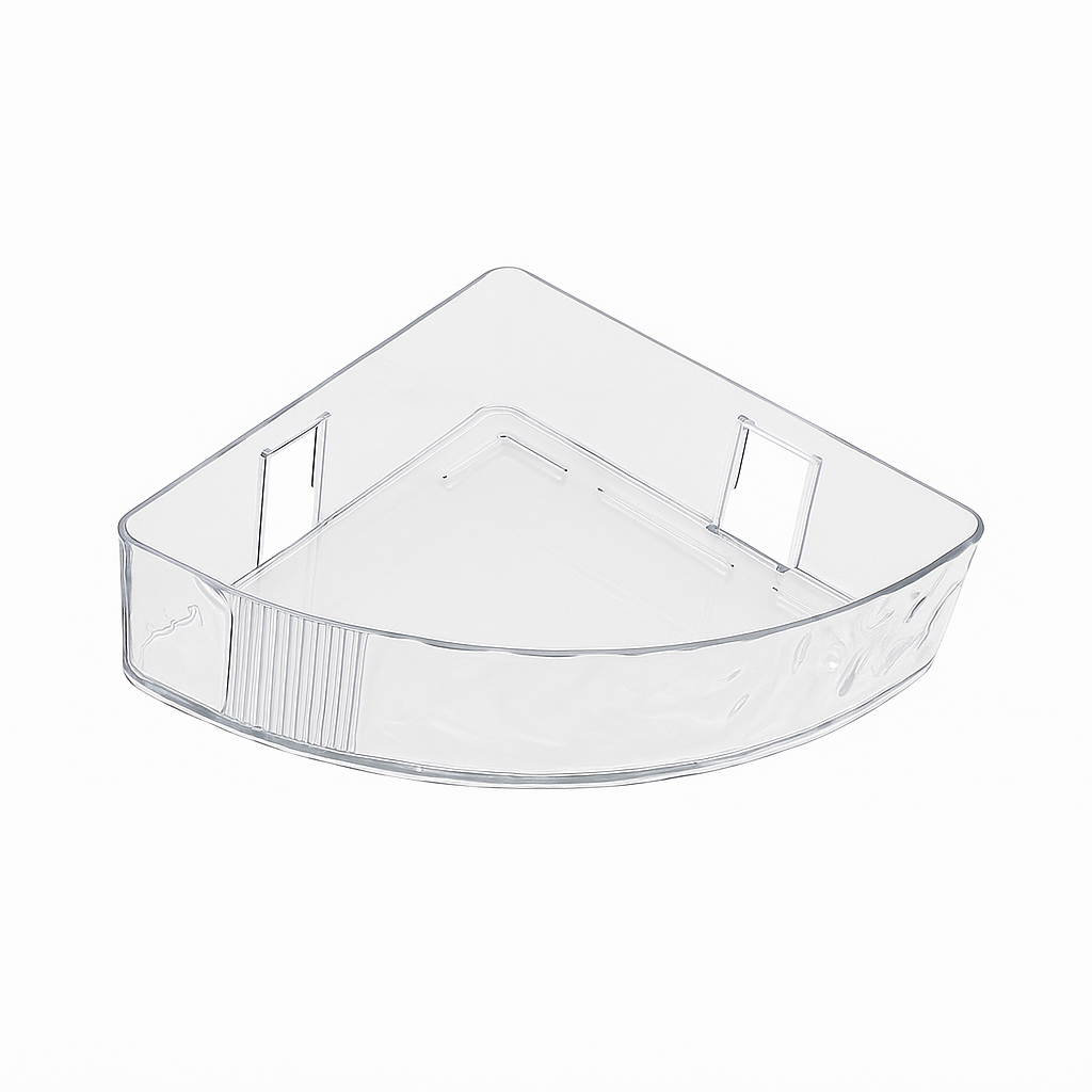 Clear Acrylic Bathroom Corner Shelf – Space-Saving Wall Organizer with Drain Design - Habitt