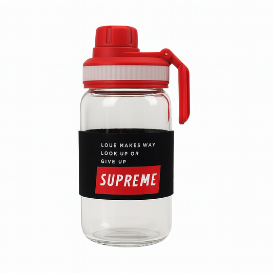 Red Transparent Plastic Sipper Bottle – Stylish Flip-Lid Straw Drink Bottle for Gym, Travel & Everyday Use - Habitt