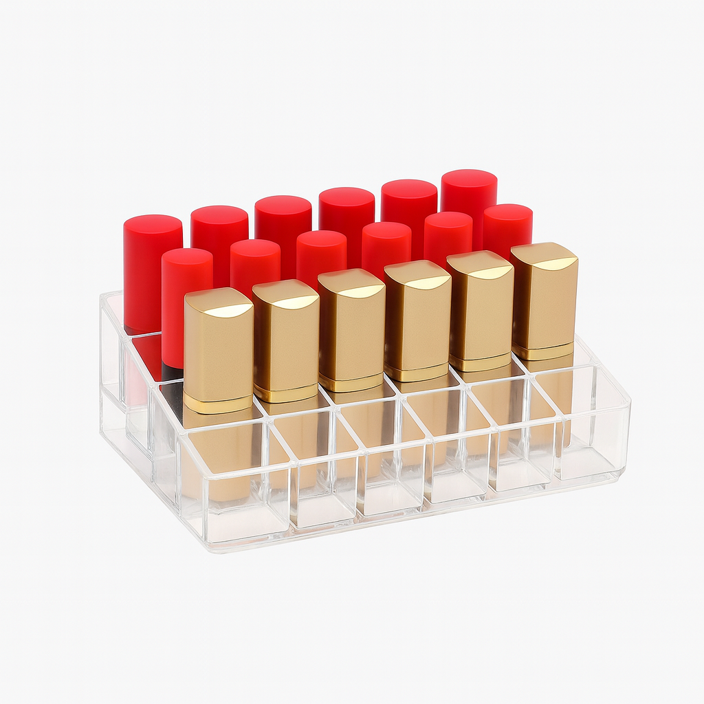 24-Slot Lipstick Organizer – Clear Acrylic Makeup Holder for Lipsticks, Lip Balms & Beauty Essentials - Habitt
