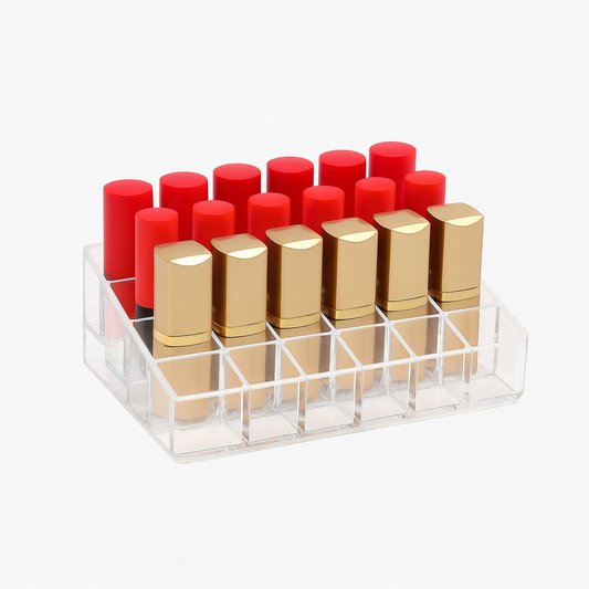 24-Slot Lipstick Organizer – Clear Acrylic Makeup Holder for Lipsticks, Lip Balms & Beauty Essentials - Habitt