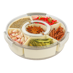 360° Rotating Snack Tray – Multi-Compartment Serving Platter for Dry Fruits, Nuts, Candies & Party Snacks - Habitt