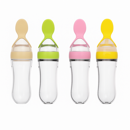 1PC Silicone Spoon Bottle – Soft Squeeze Feeding Bottle with Spoon Tip for Baby Food & Semi-Liquids (Assorted Colors) - Habitt