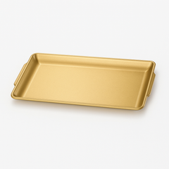 Golden Stainless Steel Rectangular Serving Tray – Multiple Sizes | Luxury Gold Finish Kitchen & Dining Tray - Habitt