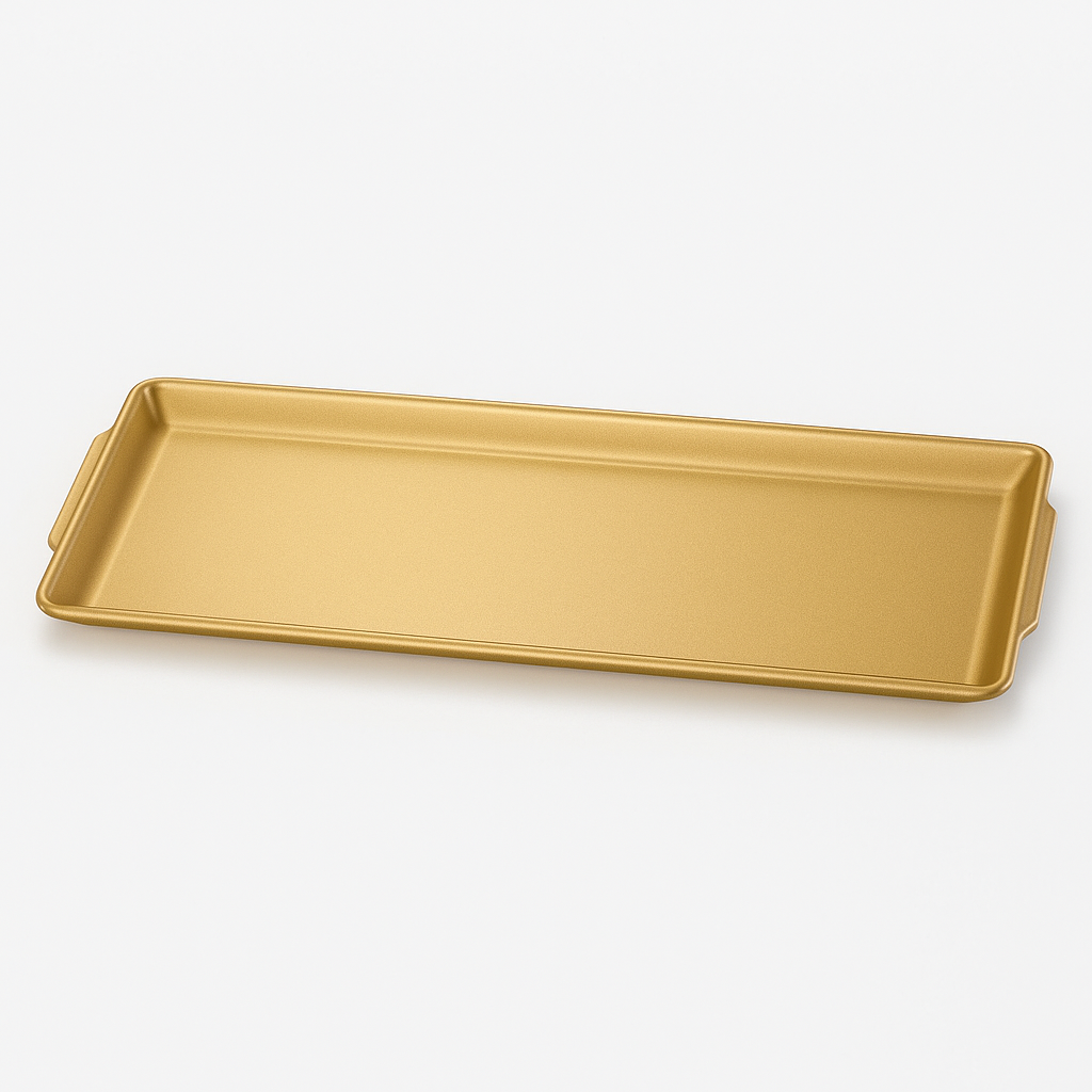 Golden Stainless Steel Rectangular Serving Tray – Multiple Sizes | Luxury Gold Finish Kitchen & Dining Tray - Habitt