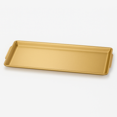 Golden Stainless Steel Rectangular Serving Tray – Multiple Sizes | Luxury Gold Finish Kitchen & Dining Tray - Habitt