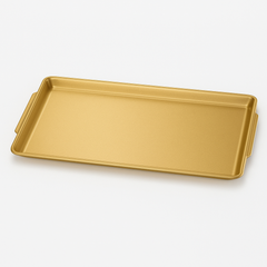 Golden Stainless Steel Rectangular Serving Tray – Multiple Sizes | Luxury Gold Finish Kitchen & Dining Tray - Habitt
