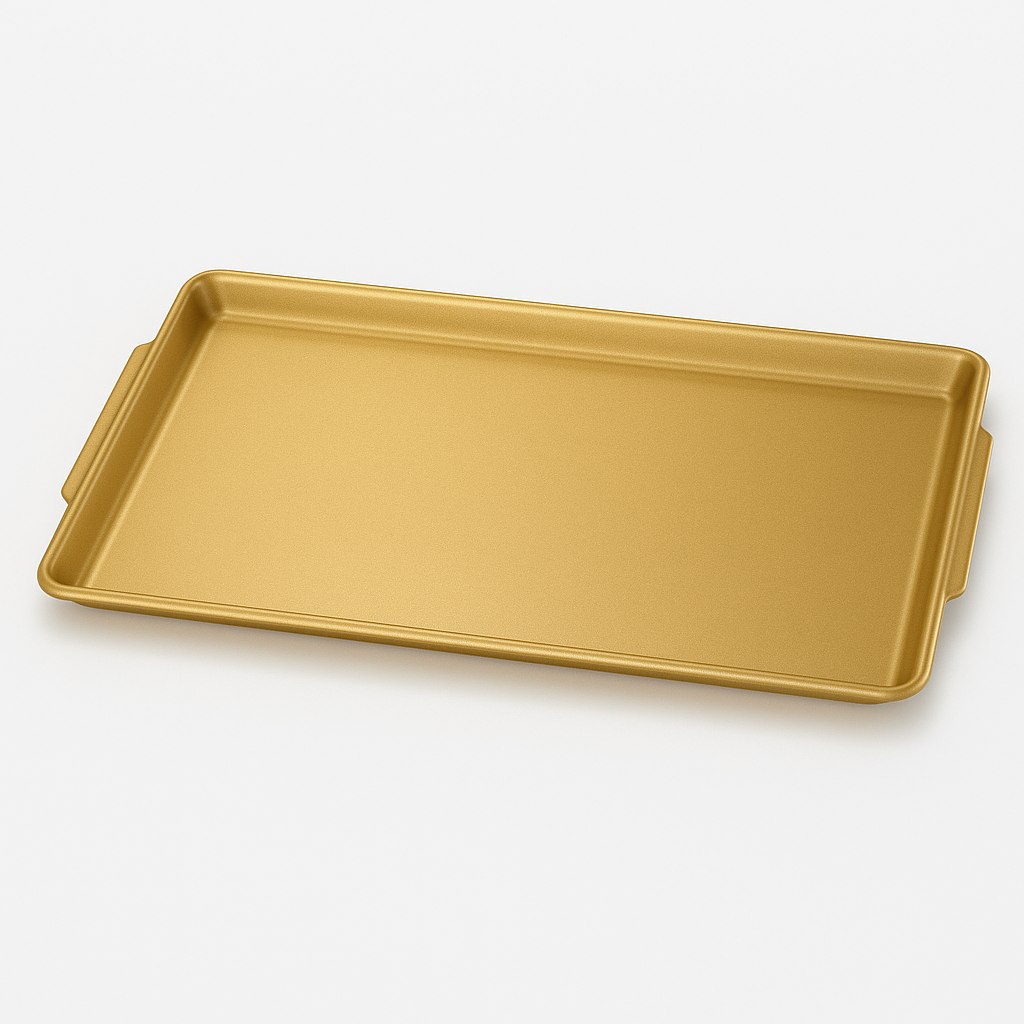 Golden Stainless Steel Rectangular Serving Tray – Multiple Sizes | Luxury Gold Finish Kitchen & Dining Tray - Habitt