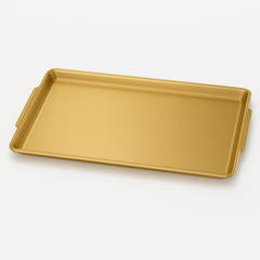 Golden Stainless Steel Rectangular Serving Tray – Multiple Sizes | Luxury Gold Finish Kitchen & Dining Tray - Habitt
