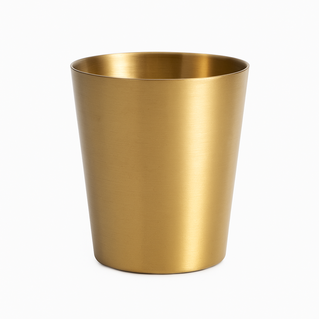 Plain Golden Stainless Steel Glass – 350ml | Double Wall Gold Finish Drinking Tumbler - Habitt